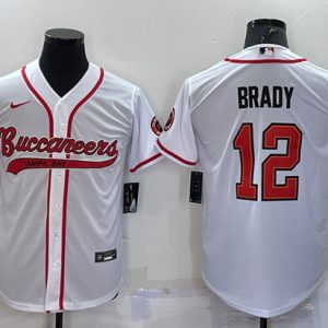 Men Tampa Bay Buccaneers #12 Tom Brady White Cool Base Stitched Baseball Jersey