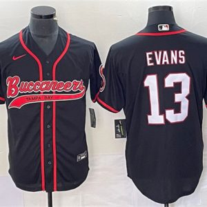 Men Tampa Bay Buccaneers #13 Mike Evans Black Cool Base Stitched Baseball Jersey