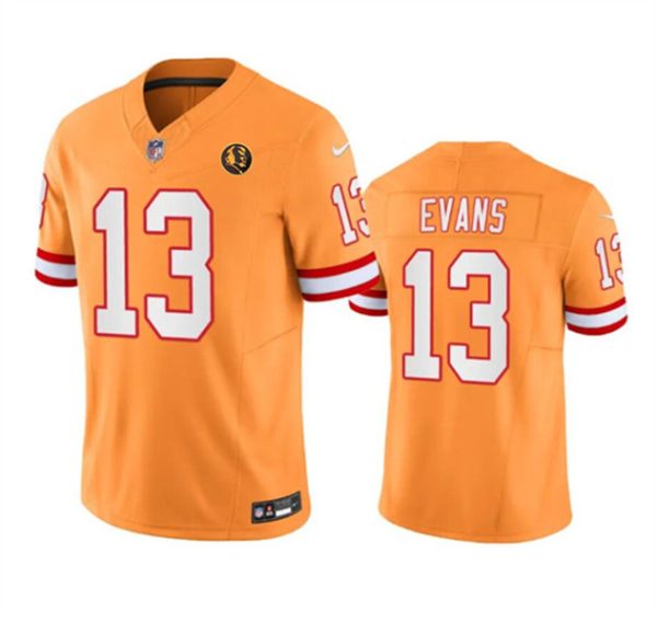 Men Tampa Bay Buccaneers #13 Mike Evans Orange 2023 F.U.S.E. Throwback With John Madden Patch Vapor Limited Football Stitched Jersey