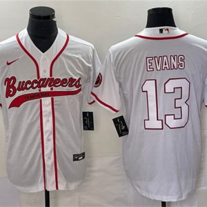 Men Tampa Bay Buccaneers #13 Mike Evans White Cool Base Stitched Baseball Jersey