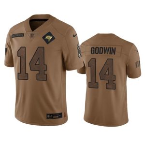 Men Tampa Bay Buccaneers #14 Chris Godwin 2023 Brown Salute To Service Limited Football Stitched Jersey