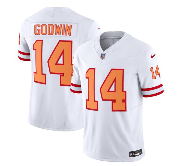 Men Tampa Bay Buccaneers #14 Chris Godwin 2023 F.U.S.E. White Throwback Limited Football Stitched Jersey