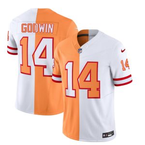 Men Tampa Bay Buccaneers #14 Chris Godwin 2023 F.U.S.E. White/Gold Split Throwback Limited Football Stitched Jersey