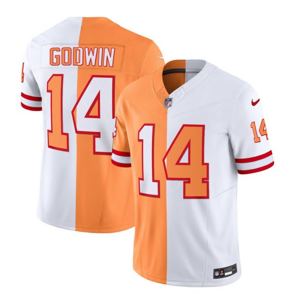 Men Tampa Bay Buccaneers #14 Chris Godwin 2023 F.U.S.E. White/Gold Split Throwback Limited Football Stitched Jersey