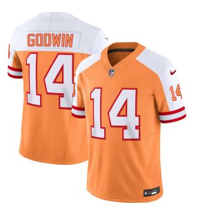 Men Tampa Bay Buccaneers #14 Chris Godwin 2023 F.U.S.E. White/Gold Throwback Limited Football Stitched Jersey