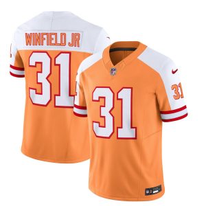 Men Tampa Bay Buccaneers #31 Antoine Winfield Jr. 2023 F.U.S.E. White/Gold Throwback Limited Football Stitched Jersey