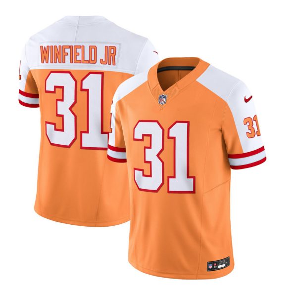 Men Tampa Bay Buccaneers #31 Antoine Winfield Jr. 2023 F.U.S.E. White/Gold Throwback Limited Football Stitched Jersey