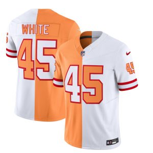 Men Tampa Bay Buccaneers #45 Devin White 2023 F.U.S.E. White/Gold Split Throwback Limited Football Stitched Jersey