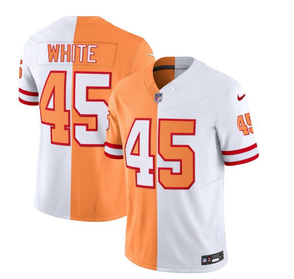 Men Tampa Bay Buccaneers #45 Devin White 2023 F.U.S.E. White/Gold Split Throwback Limited Football Stitched Jersey