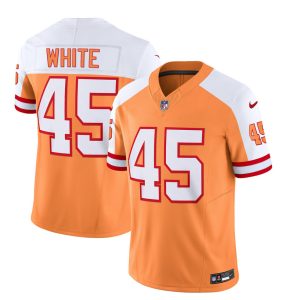 Men Tampa Bay Buccaneers #45 Devin White 2023 F.U.S.E. White/Gold Throwback Limited Football Stitched Jersey