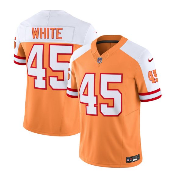 Men Tampa Bay Buccaneers #45 Devin White 2023 F.U.S.E. White/Gold Throwback Limited Football Stitched Jersey