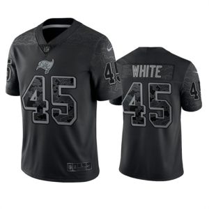 Men Tampa Bay Buccaneers #45 Devin White Black Reflective Limited Stitched Jersey