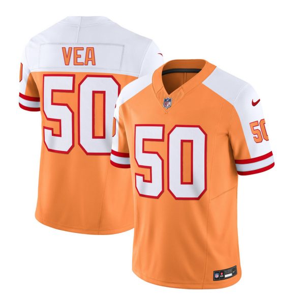 Men Tampa Bay Buccaneers #50 Vita Vea 2023 F.U.S.E. White/Gold Throwback Limited Football Stitched Jersey