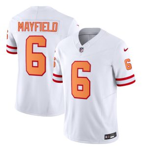 Men Tampa Bay Buccaneers #6 Baker Mayfield 2023 F.U.S.E. White Throwback Limited Football Stitched Jersey