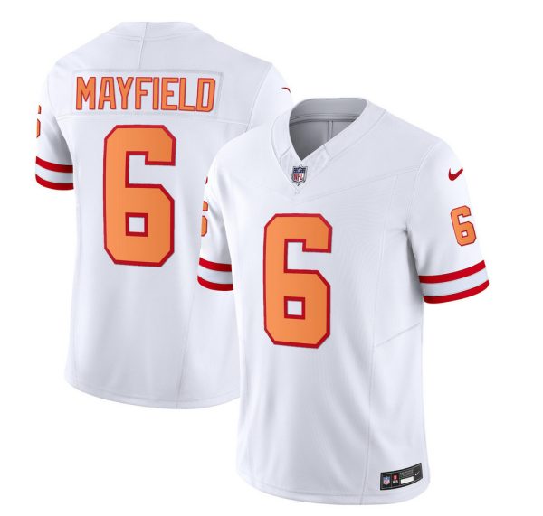 Men Tampa Bay Buccaneers #6 Baker Mayfield 2023 F.U.S.E. White Throwback Limited Football Stitched Jersey