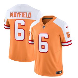 Men Tampa Bay Buccaneers #6 Baker Mayfield 2023 F.U.S.E. White/Gold Throwback Limited Football Stitched Jersey