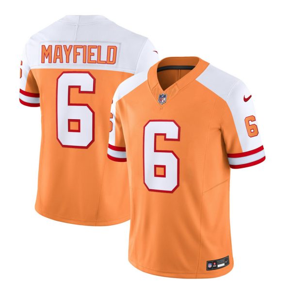 Men Tampa Bay Buccaneers #6 Baker Mayfield 2023 F.U.S.E. White/Gold Throwback Limited Football Stitched Jersey