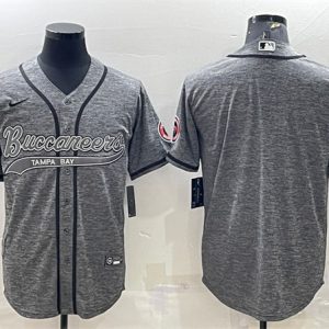 Men Tampa Bay Buccaneers Blank Gray With Patch Cool Base Stitched Baseball Jersey