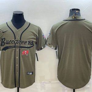 Men Tampa Bay Buccaneers Blank Olive 2022 Salute To Service Cool Base Stitched Baseball Jersey