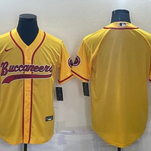 Men Tampa Bay Buccaneers Blank Yellow Cool Base Stitched Baseball Jersey