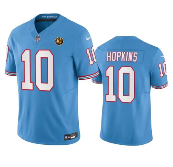 Men Tennessee Titans #10 DeAndre Hopkins Blue 2023 F.U.S.E. Throwback With John Madden Patch Vapor Limited Football Stitched Jersey