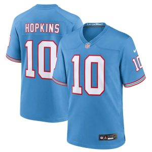 Men Tennessee Titans #10 DeAndre Hopkins Light Blue Throwback Player Stitched Game Jersey