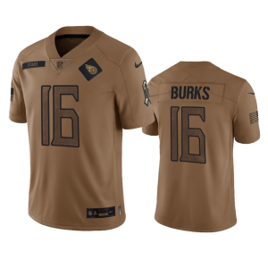 Men Tennessee Titans #16 Treylon Burks 2023 Brown Salute To Service Football Stitched Jersey