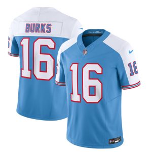 Men Tennessee Titans #16 Treylon Burks Blue/White 2023 F.U.S.E. Vapor Limited Throwback Football Stitched Jersey