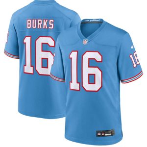 Men Tennessee Titans #16 Treylon Burks Light Blue Throwback Player Stitched Game Jersey