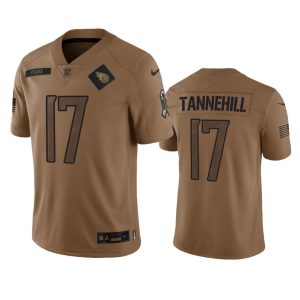 Men Tennessee Titans #17 Ryan Tannehill 2023 Brown Salute To Service Football Stitched Jersey