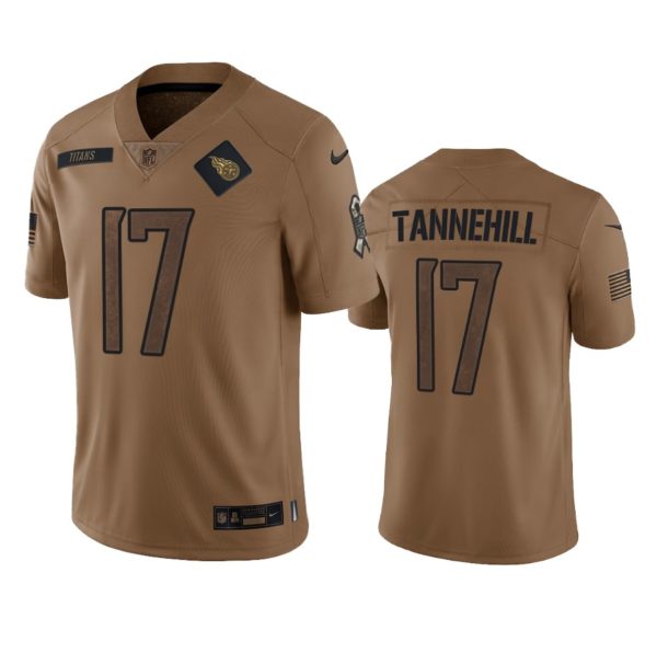 Men Tennessee Titans #17 Ryan Tannehill 2023 Brown Salute To Service Football Stitched Jersey