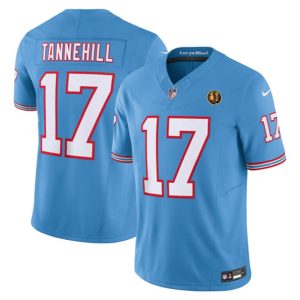 Men Tennessee Titans #17 Ryan Tannehill Blue 2023 F.U.S.E. Throwback With John Madden Patch Vapor Limited Football Stitched Jersey