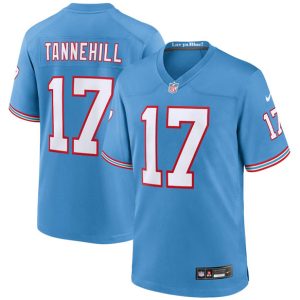 Men Tennessee Titans #17 Ryan Tannehill Light Blue Throwback Player Stitched Game Jersey