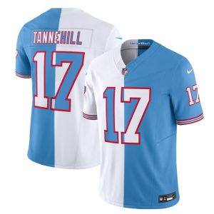 Men Tennessee Titans #17 Ryan Tannehill White/Blue 2023 F.U.S.E. Split Vapor Limited Throwback Football Stitched Jersey