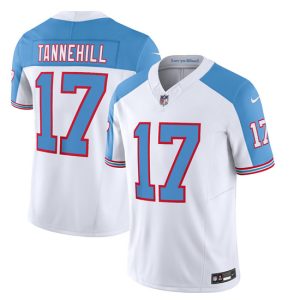 Men Tennessee Titans #17 Ryan Tannehill White/Blue 2023 F.U.S.E. Vapor Limited Throwback Football Stitched Jersey