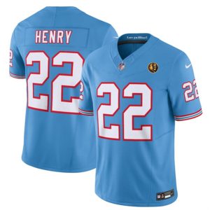 Men Tennessee Titans #22 Derrick Henry Blue 2023 F.U.S.E. Throwback With John Madden Patch Vapor Limited Football Stitched Jersey