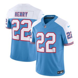 Men Tennessee Titans #22 Derrick Henry Blue/White 2023 F.U.S.E. Vapor Limited Throwback Football Stitched Jersey