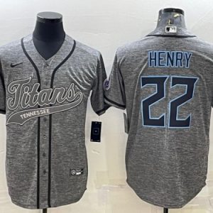 Men Tennessee Titans #22 Derrick Henry Gray With Patch Cool Base Stitched Baseball Jersey