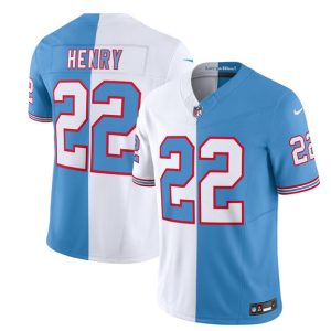 Men Tennessee Titans #22 Derrick Henry White/Blue 2023 F.U.S.E. Split Vapor Limited Throwback Football Stitched Jersey