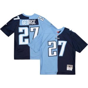 Men Tennessee Titans #27 Eddie George 1999 Split Navy/Light Blue Stitched Baseball Jersey