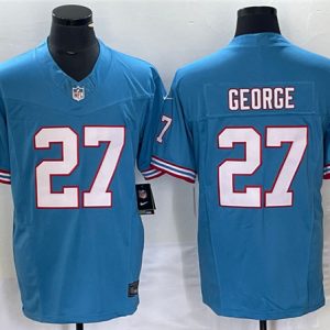 Men Tennessee Titans #27 Eddie George Light Blue 2023 F.U.S.E. Vapor Limited Throwback Stitched Football Jersey