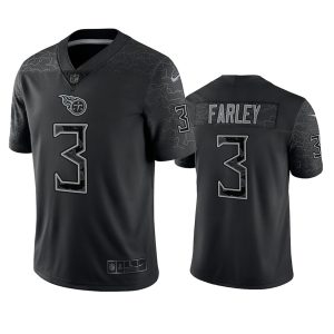 Men Tennessee Titans #3 Caleb Farley Black Reflective Limited Stitched Football Jersey