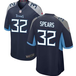 Men Tennessee Titans #32 Tyjae Spears Navy Football Stitched Game Jersey