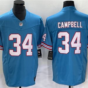 Men Tennessee Titans #34 Earl Campbell Light Blue 2023 F.U.S.E. Vapor Limited Throwback Stitched Football Jersey