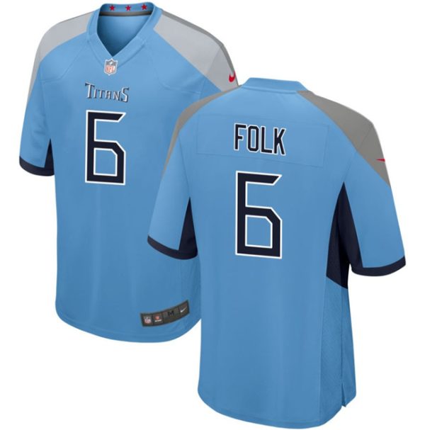 Men Tennessee Titans #6 Nick Folk Light Blue Football Stitched Game Jersey