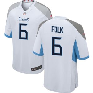 Men Tennessee Titans #6 Nick Folk White Football Stitched Game Jersey