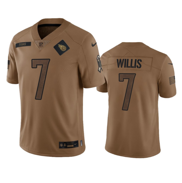 Men Tennessee Titans #7 Malik Willis 2023 Brown Salute To Service Football Stitched Jersey