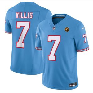 Men Tennessee Titans #7 Malik Willis Blue 2023 F.U.S.E. Throwback With John Madden Patch Vapor Limited Football Stitched Jersey