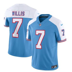 Men Tennessee Titans #7 Malik Willis Blue/White 2023 F.U.S.E. Vapor Limited Throwback Football Stitched Jersey