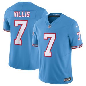 Men Tennessee Titans #7 Malik Willis Light Blue 2023 F.U.S.E. Vapor Limited Throwback Stitched Football Jersey